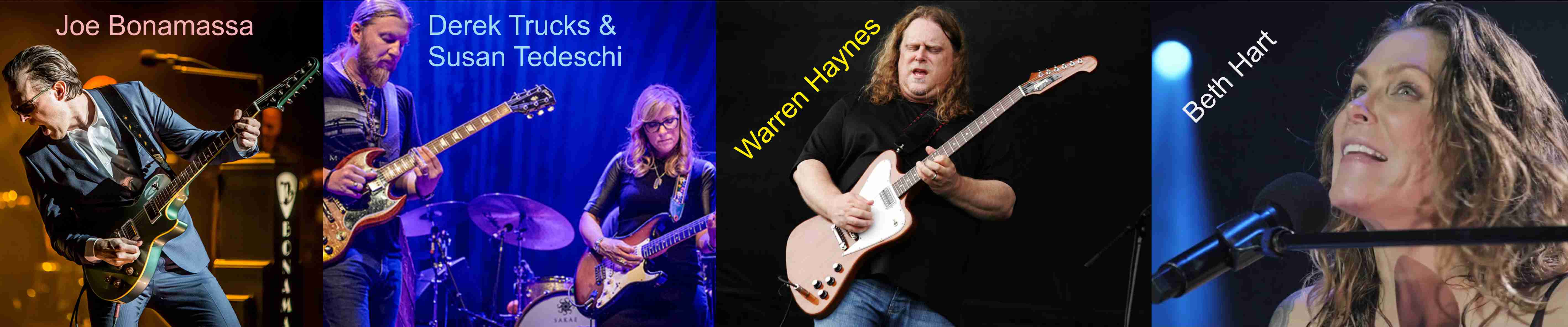 Blues is the new Black. Guitar heroes. Joe Bonamassa, Derek Trucks & Susan Tedeschi, Warren Haynes, Beth Hart 