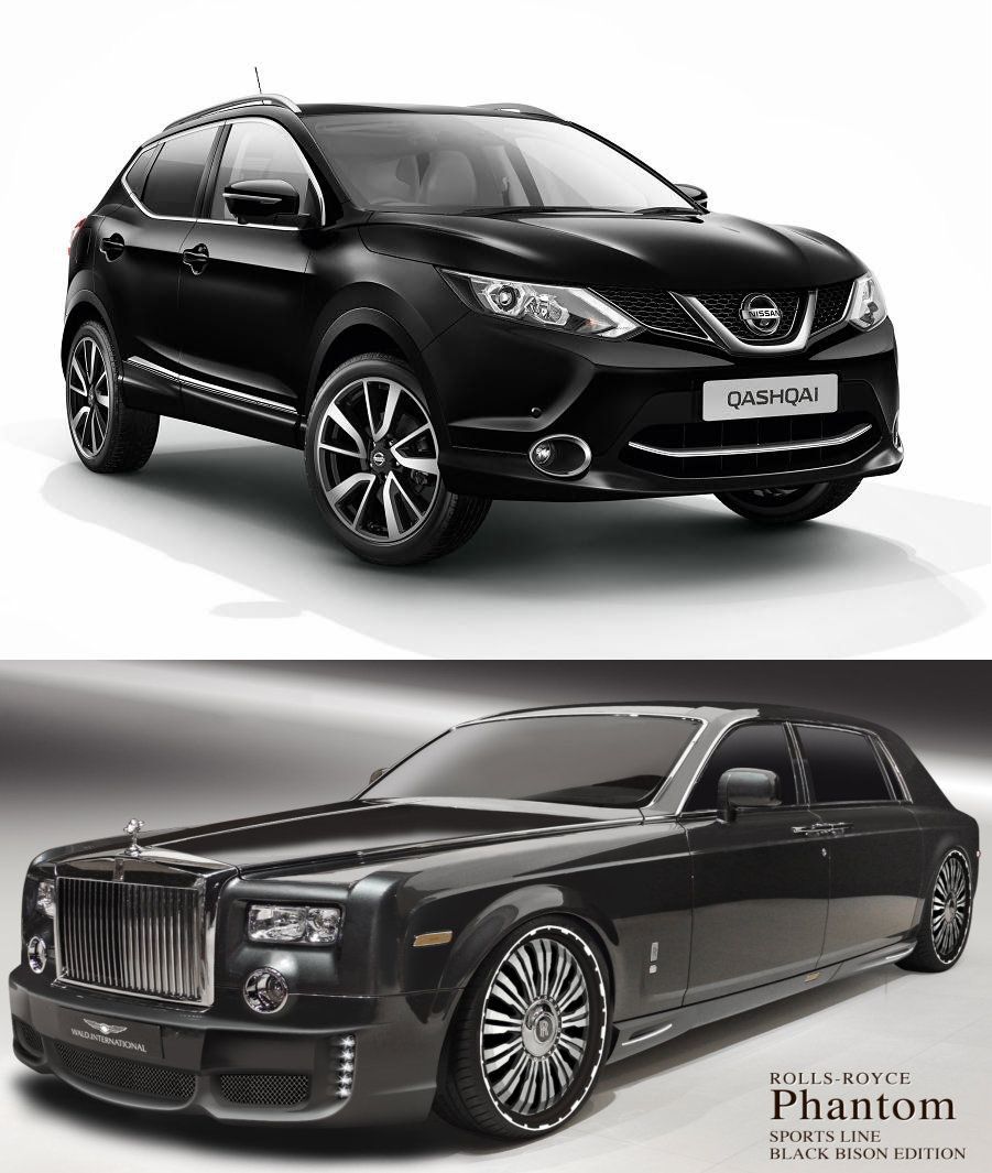 Nissan Qashqai and Rolls Royce Phantom